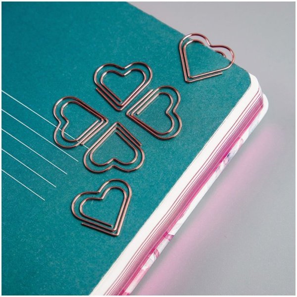 Скрепки фигурные 27 мм MESHU "Hearts" 6 шт пакет с европодвесом RE-MS_41587