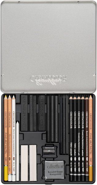 Набор для рисунков CRETACOLOR Wolf 25 предметов, мет.пенал CR91400-2602