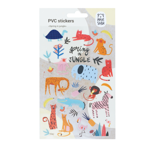 Наклейки ПВХ MESHU "Spring in jungle", 10*21см, 31 наклейка, инд. уп., европодвес RE-MS_42744