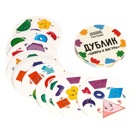 Игра настольная ТРИ СОВЫ "Дублик. Цифры и фигуры" 30 карточек, картонная коробка RE-НИ_49425