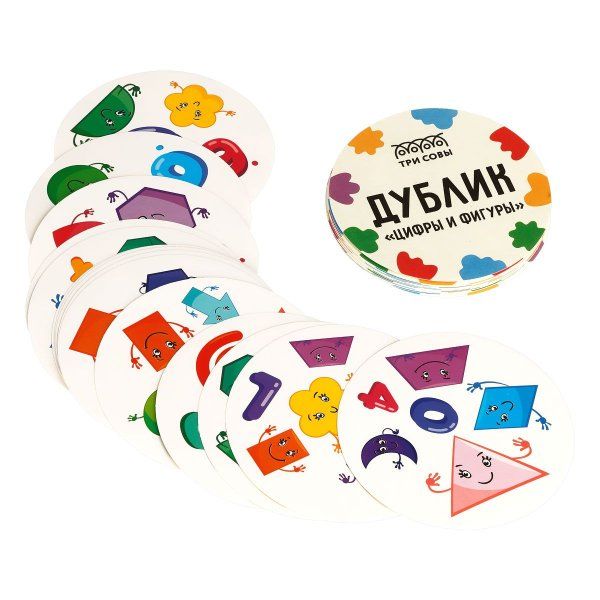 Игра настольная ТРИ СОВЫ "Дублик. Цифры и фигуры" 30 карточек, картонная коробка RE-НИ_49425