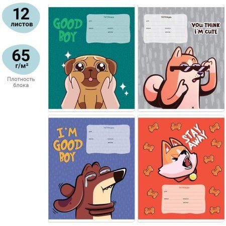 Тетрадь 12л. A5 клетка MESHU "Good boy" RE-MS_43306