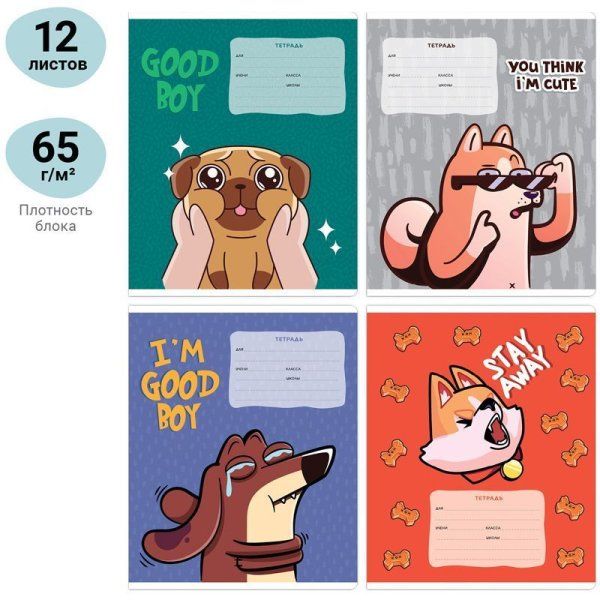 Тетрадь 12л. A5 клетка MESHU "Good boy" RE-MS_43306