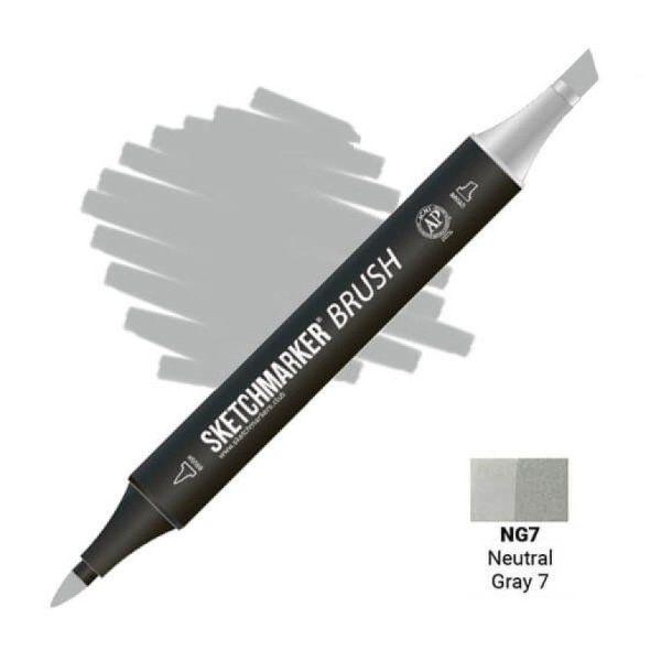 Маркер SKETCHMARKER Brush двухсторонний на спирт.основе NG7 Нейтральный серый 7 MPSMB-NG7