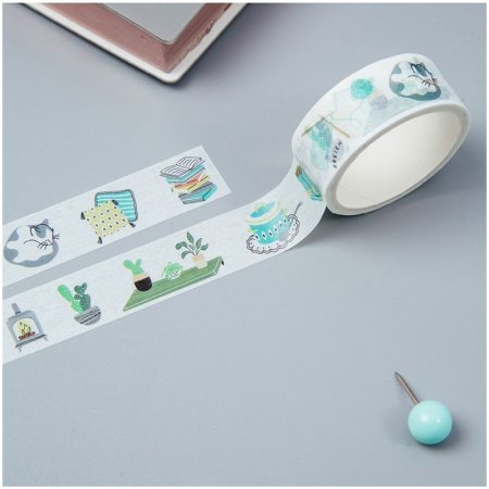 Клейкая лента декоративная MESHU "Cozy", 1,5см*3м RE-MS_36865