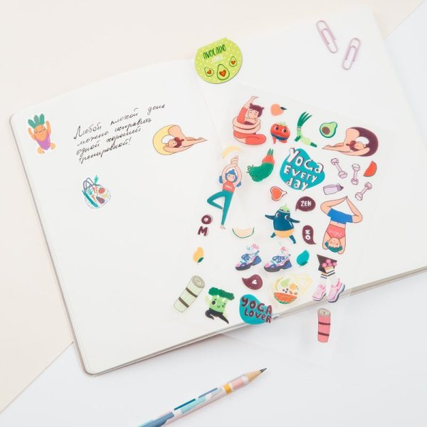 Наклейки ПВХ MESHU "Yoga lover", 10*21см, 36 наклеек, инд. уп., европодвес RE-MS_42720