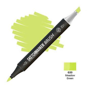 Маркер SKETCHMARKER Brush двухсторонний на спирт.основе G33 Зеленый луг MPSMB-G33