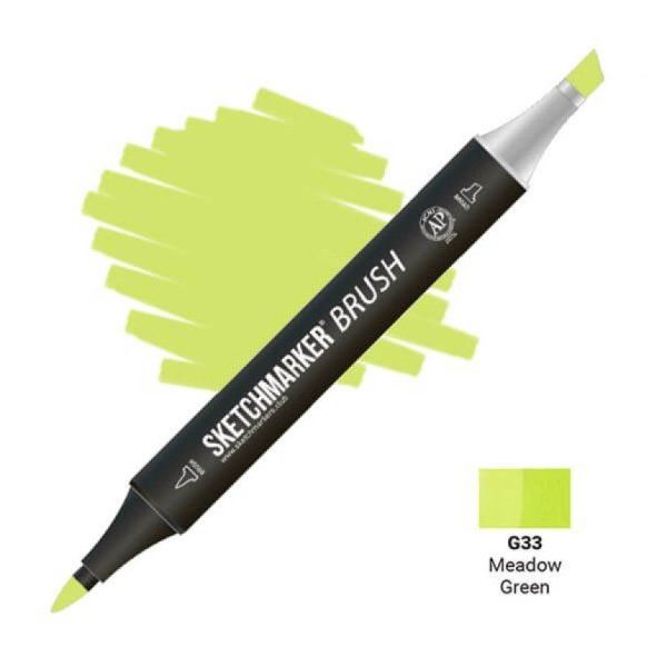 Маркер SKETCHMARKER Brush двухсторонний на спирт.основе G33 Зеленый луг MPSMB-G33