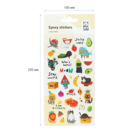 Наклейки гелевые MESHU "Jucy cats", 10*22см, 36 наклеек, инд. уп., европодвес RE-MS_42768