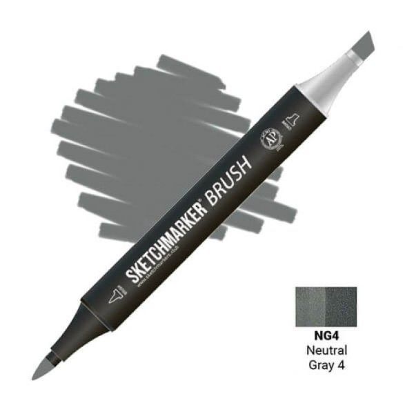 Маркер SKETCHMARKER Brush двухсторонний на спирт.основе NG4 Нейтральный серый 4 MPSMB-NG4