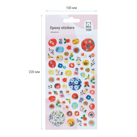 Наклейки гелевые MESHU "Meadow", 10*22см, 74 наклейки, инд. уп., европодвес RE-MS_42780