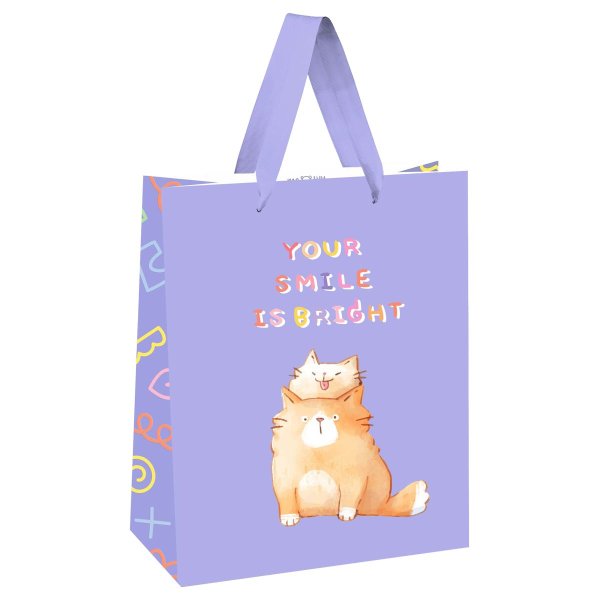 Пакет подарочный 18 x 23 x 10 см MESHU "Your smile is bright" выб. лак, белый крафт RE-MS_51745