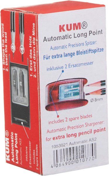 Точилка KUM Automatic AS2 для художников, 2 запасных лезвия KUM-1053021