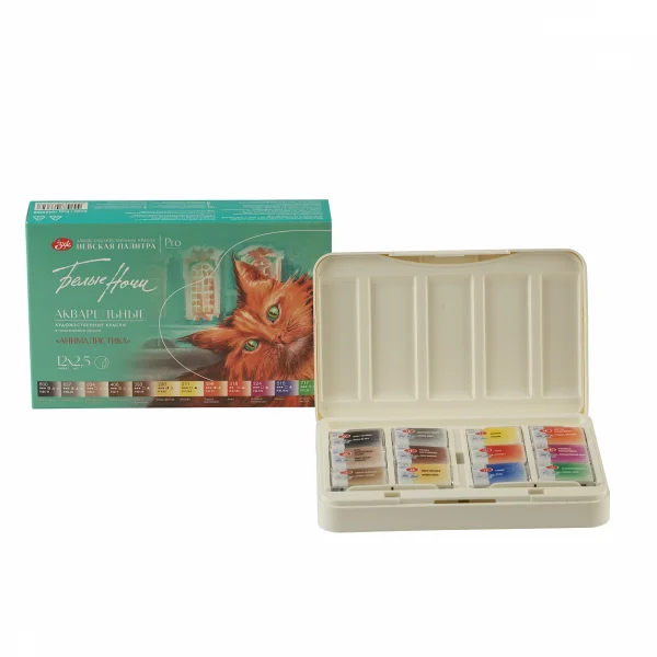 Набор акварели БЕЛЫЕ НОЧИ Анималистика 12 шт x 2.5 мл, пластик/палитра NP-19422558