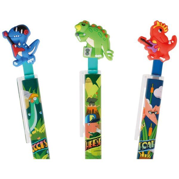 Ручка шариковая автоматическая MESHU "Dinosaurs" синяя, 0.5 мм, грип, корпус ассорти RE-MS_61055