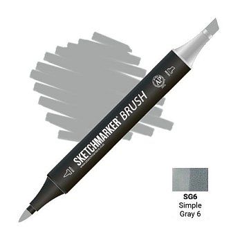 Маркер SKETCHMARKER Brush двухсторонний на спирт.основе SG6 Простой серый 6 MPSMB-SG6