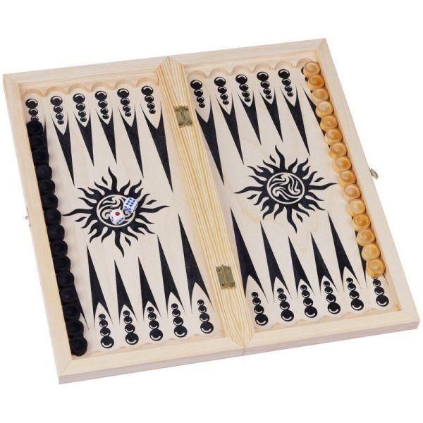 Набор игр 3 в 1 ТРИ СОВЫ "Нарды, шашки, шахматы" обиходные, деревянные с деревянной доской 40 x 40 см RE-НИ_46786