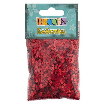 Блестки декоративные DECOLA звезды размер 4 мм, 20 г, красный радужный NP-W041-217-4