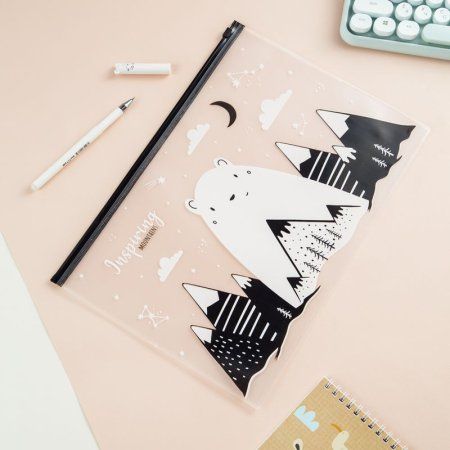 Папка-конверт на zip-молнии MESHU "Inspiring mountains" А4 150 мкм, прозрачная, рисунок RE-MS_44825