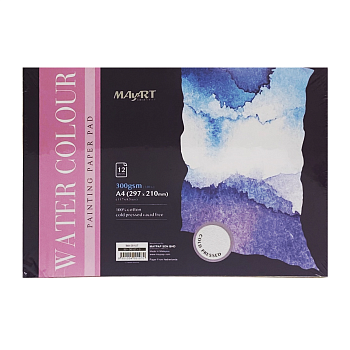 Альбом для акварели MayArt 300 г/м2 A4 297 x 210 мм 12 л, 100% хлопок, Фин, склейка MA00107