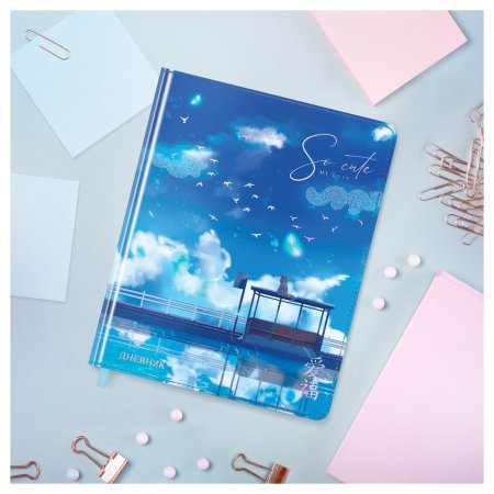 Дневник 1-11 кл. 48л. MESHU "My love" (твердый) иск. кожа, УФ-печать с глиттером, тиснение фольгой, тон. блок, ляссе RE-MS_49360