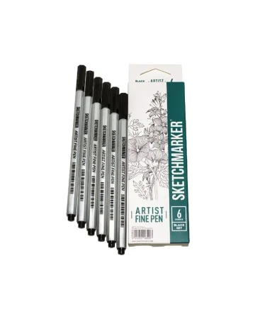 Набор капиллярных ручек SKETCHMARKER Artist fine pen Black 6 цв MPAFP-6BLCK