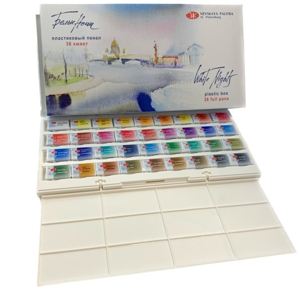 Набор акварели БЕЛЫЕ НОЧИ 36 шт x 2.5 мл, пластик/палитра NP-1942258