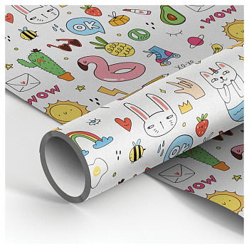 Упаковочная бумага белый крафт MESHU "WOW" 1л. 70 x 100 см 70 г/м2 RE-MS_46379