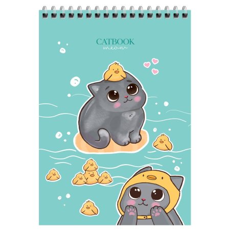 Блокнот А5 60л. MESHU "Cat Book" на гребне, пластиковая обложка RE-MS_52335