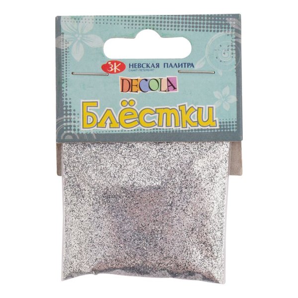 Блестки декоративные DECOLA размер 0.1 мм, 20 г, серебро NP-W041-202-0,1