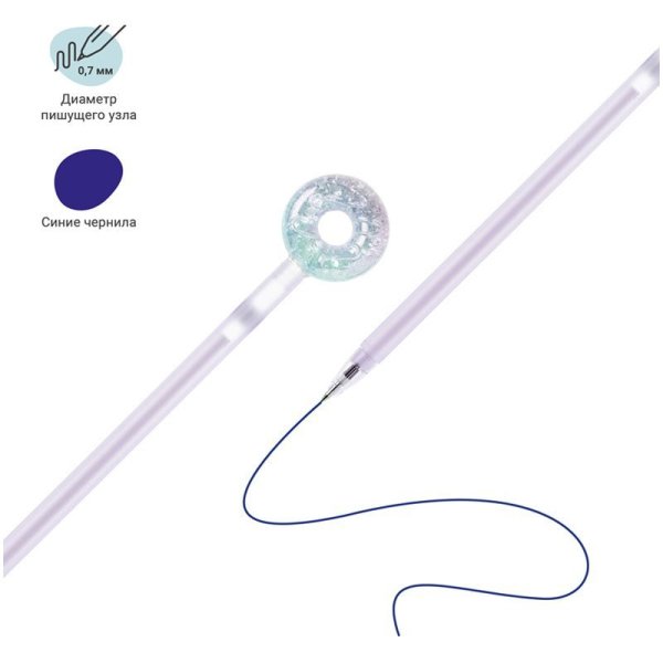 Ручка шариковая MESHU "Donats" синяя, 0.7 мм, перламутр, софтач, ассорти RE-296410