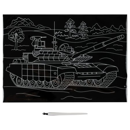 Гравюра с мультицветной основой ТРИ СОВЫ А4 "Танк" RE-GA4_49941