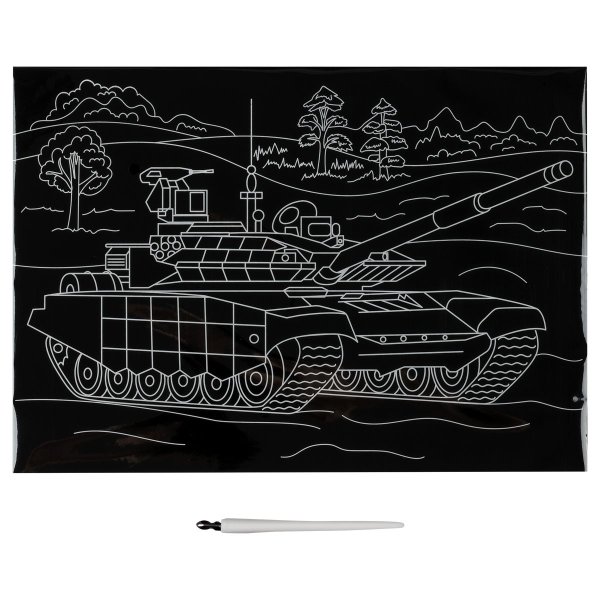 Гравюра с мультицветной основой ТРИ СОВЫ А4 "Танк" RE-GA4_49941