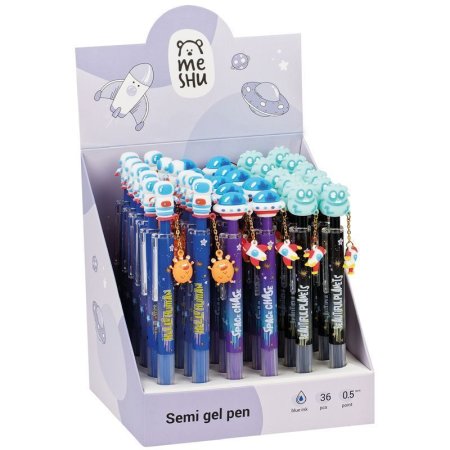 Ручка шариковая автоматическая MESHU "Space Journey" синяя, 0.5 мм, грип, ассорти, топпер RE-MS_6102