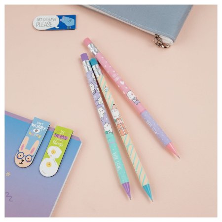 Карандаш механический MESHU "Sweet bear" 0.7 мм, печать на корпусе, с ластиком, ассорти RE-MS_47384