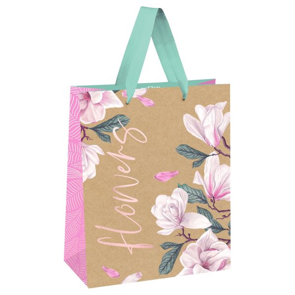 Пакет подарочный 18*23*10см MESHU "Flowers", отд. фольгой, крафт RE-MS_51737