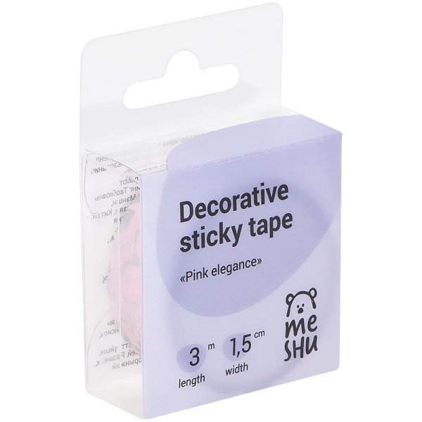 Клейкая лента декоративная MESHU "Pink elegance" 1.5 см x 3 м RE-MS_36869