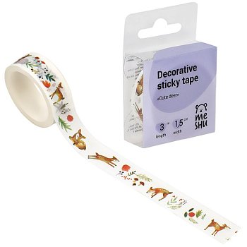 Клейкая лента декоративная MESHU "Cute deer" 1.5 см x 3 м RE-MS_36875