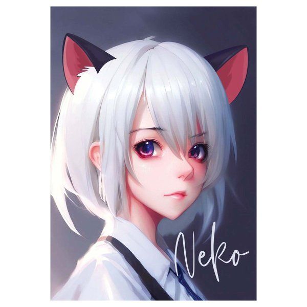 Тетрадь 80л. A5 клетка на гребне MESHU "Neko" двойная обложка, матовая ламинация, тиснение фольгой RE-MS_53953