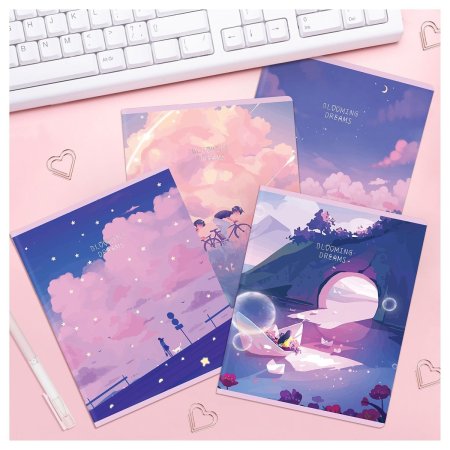Тетрадь 48л. A5 клетка MESHU "Blooming dreams" софт-тач ламинация, тиснение фольгой RE-MS_49776