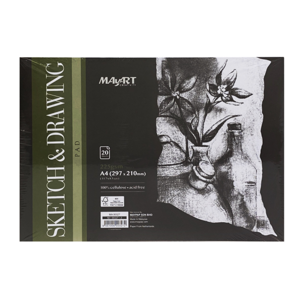 Альбом для скетчинга и рисования MayArt 225 г/м2 A4 297 x 210 мм 20 л, склейка MA00327