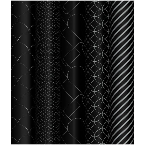 Упаковочная бумага глянцевая MESHU "Pattern on black" 1л. 70 x 100 см 80 г/м2, ассорти RE-MS_53487