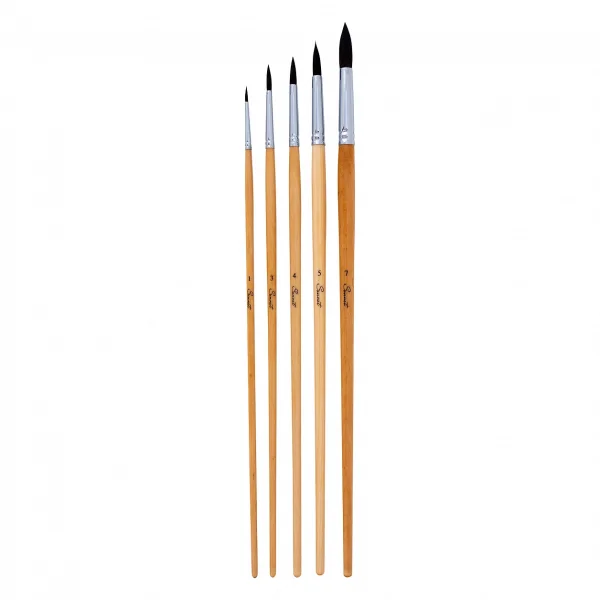 Набор кистей СОНЕТ №1 (5 штук из белки микс: круглая, короткая лакированная ручка, №1, №3, №4, №5, №7) NP-8745468