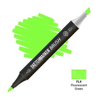 Маркер SKETCHMARKER Brush двухсторонний на спирт.основе FL4 Флуоресцентный зеленый MPSMB-FL4