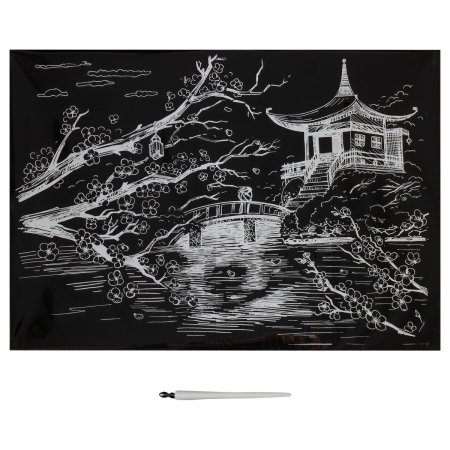 Гравюра с голографическим эффектом ТРИ СОВЫ А3 "Япония" RE-GA3_49924