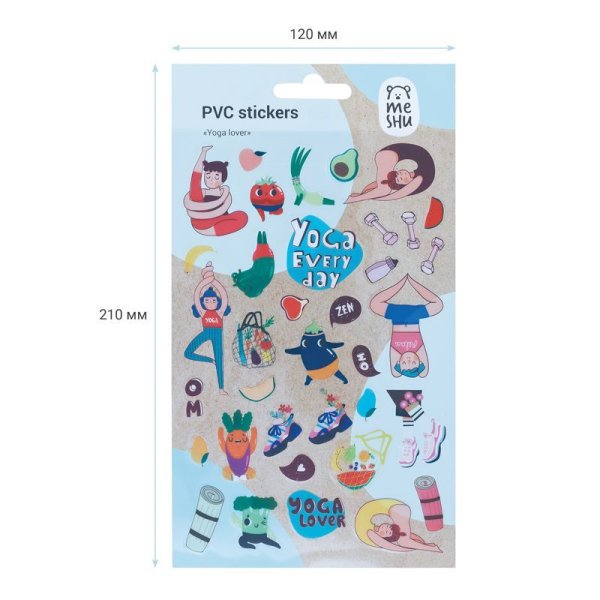 Наклейки ПВХ MESHU "Yoga lover", 10*21см, 36 наклеек, инд. уп., европодвес RE-MS_42720