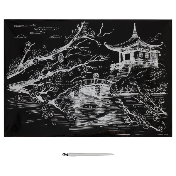 Гравюра с голографическим эффектом ТРИ СОВЫ А3 "Япония" RE-GA3_49924