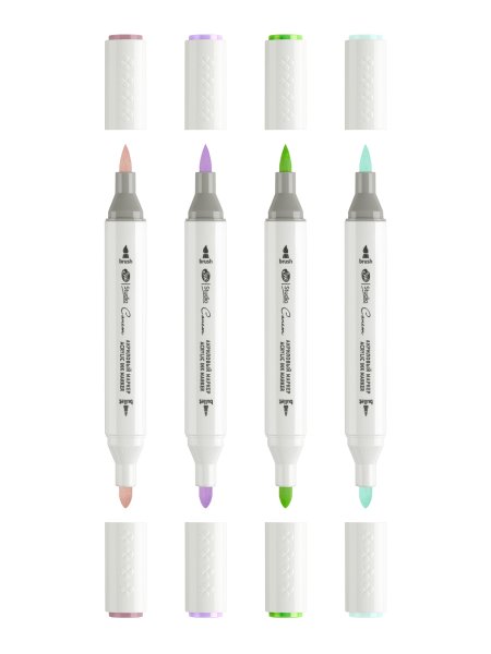 Набор акриловых маркеров СОНЕТ двусторонний, 4 цв пастельные цвета, перо кисть/пуля, блистер NP-2731032327