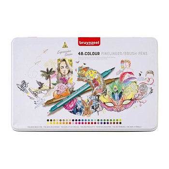 Набор двусторонних линеров BRUYNZEEL Brushpen 48 цветов MP60325048