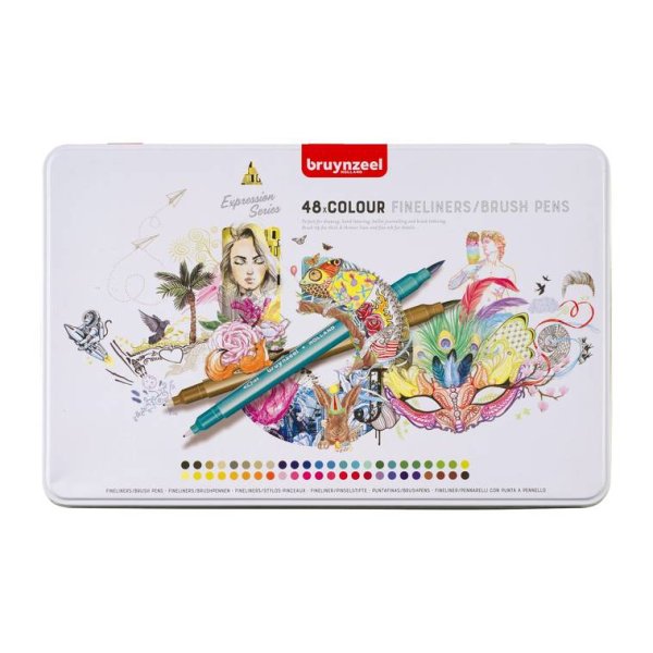 Набор двусторонних линеров BRUYNZEEL Brushpen 48 цветов MP60325048